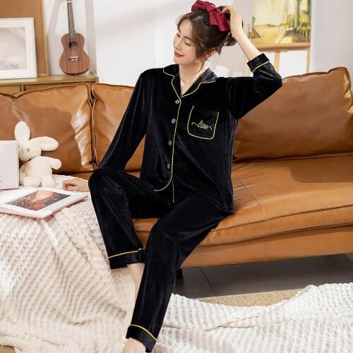 5XL Couples Women Man Pajamas Sleepwear Velvet Home Suit Pyjama Black Winter Warm Thick Femme Lounge Set Pijama Mujer Nightgown