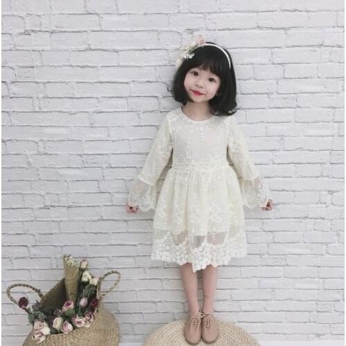 Girl Dress Christmas Flare Sleeve Baby Girls Clothes with Pearls Kids Dresses For Girls Birthday Party Dress Children Clothing