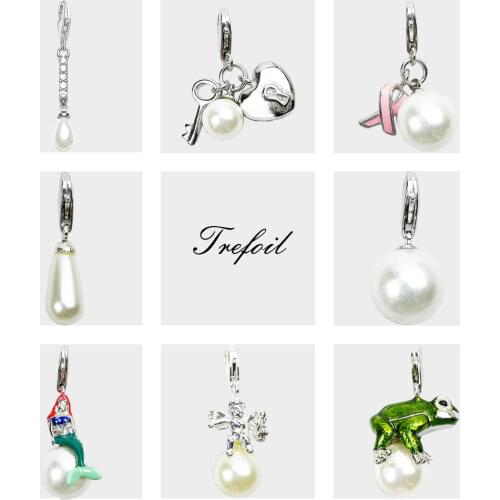 Dropwater Pearl Charms Pendant 925 Sterling Silver Fit Bracelet Necklace Collares 2021 New Women Jewelry Trendy Gift for Girls