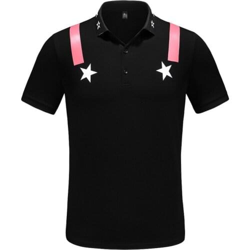 Novelty luxury 2020 New Unisex Embroidered Star stripes Fashion Polo Shirts Shirt Hip Hop Skateboard Cotton Polos Top Tee #AB63