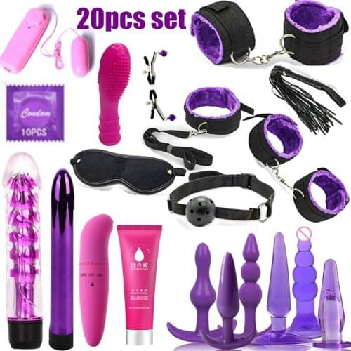 20pcs set sex toys binding vibrator set nylon binding BDSM slave vibrator plug flirting game female toy male anal plug