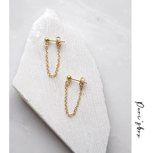 LWONG 4mm Gold Color Ball Chain Ear Jacket Earrings for Women Minimalist Ear Cuff Earrings Simple Thin Chain Wrap Earrings Gifts