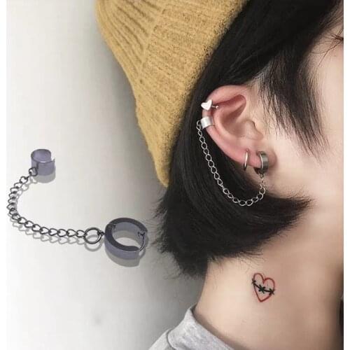 New Hip Pop Cool Chain Simple 2019 Tassel Simple Unique Ear Bone Clip Dangle Earrings For Women Jewelry Gifts Party