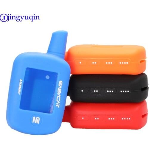 Jingyuqin For EASYCAR E9 Silicone Key Case Russian Version 2-Way Car Alarm System LCD Remote Control Keychain