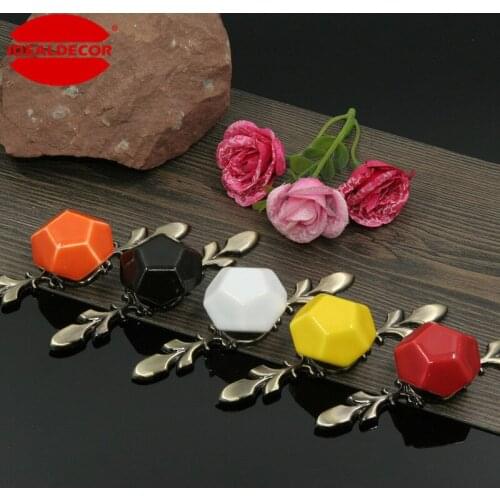 Lovely Diamond Shape Ceramic Door Knob with Antique Brass Base Childrens Kids room Drawer Pulls ,Cabinet Handle,Dresser knobs