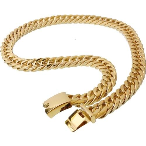 15/17mm Heavy Cuban Man Necklace Bracelet Stainless Steel Punk Chain Best Gift Hip-hop Boys Jewelry Accessories Wholesale Retail