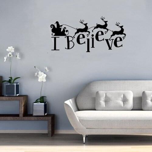 I Believe Santa ChristmasWall Art Christmas Window Sticker Holiday Vinyl Wall Decal ph397