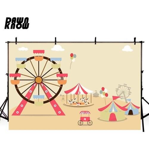 DAWNKNOW Cartoon Ferris Wheel Vinyl Photography Background For Baby Tent Photo Shoot Backdrop For Wedding Photo Studio lv525