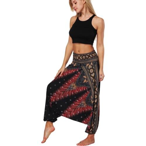 Womens Harem Pants Hippie Floral Boho Yoga pants Casual Beach Pants Baggy Hippie Aladdin Pants