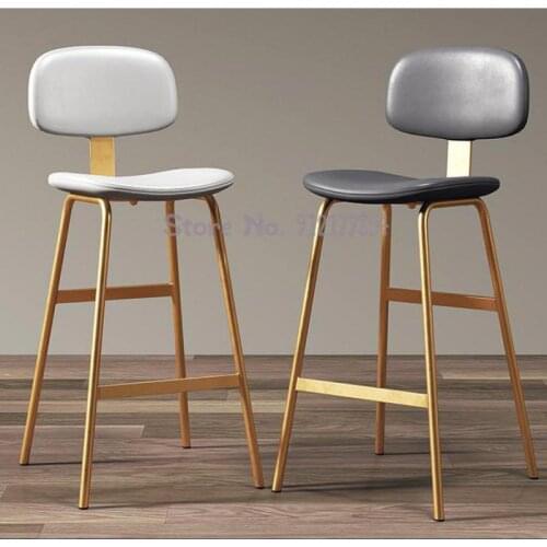 Nordic Modern Light Luxury Bar Stools Simple Backrest High Stools Bar Front Desk Chairs Home Iron High Chairs