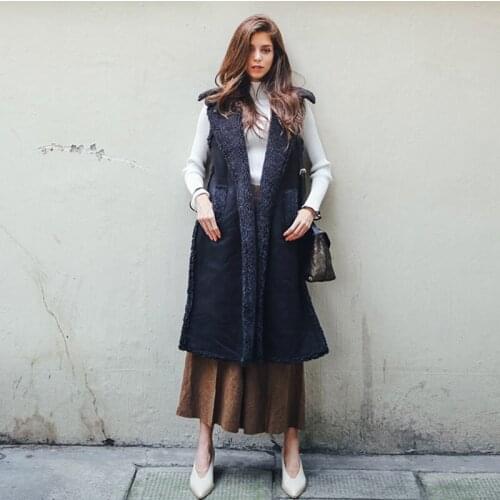 Casual Style Women Long Vest Coat Open Stitch Black Color Womens Vest Cardigan Coats Large Size Thicken veste femme Winter 2017