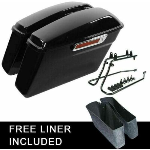 Motorcycle Hard Saddlebags Saddle Bags W/Conversion Brackets For Harley Softail Fatboy FLST