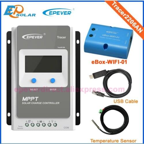 24V solar regulator MPPT Tracer2206AN 20A 20amps EPEVER Solar Battery Controller Wifi eBOX USB Communication cable connect PC