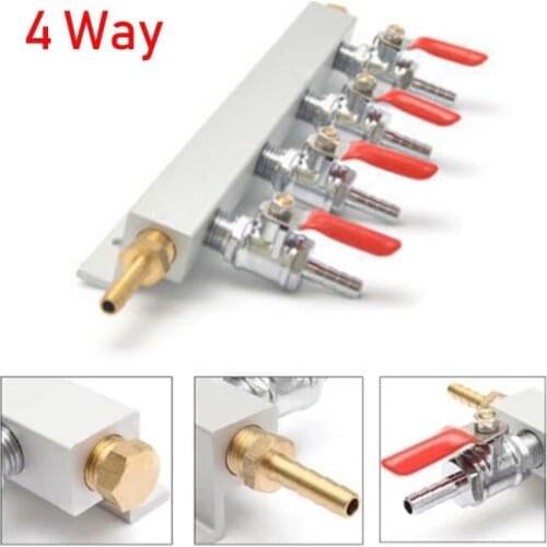 4 Way CO2 Gas Distribution Block Manifold with 7mm Hose Barbs Home Brewing Draft Beer Dispense Keg