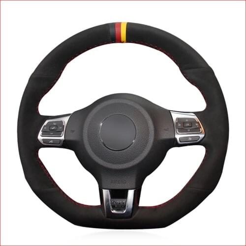 Black Suede Hand Sew Steering Wheel Cover for Volkswagen Golf 6 GTI MK6 VW Polo GTI Scirocco R Passat CC R-Line 2010 Accessories