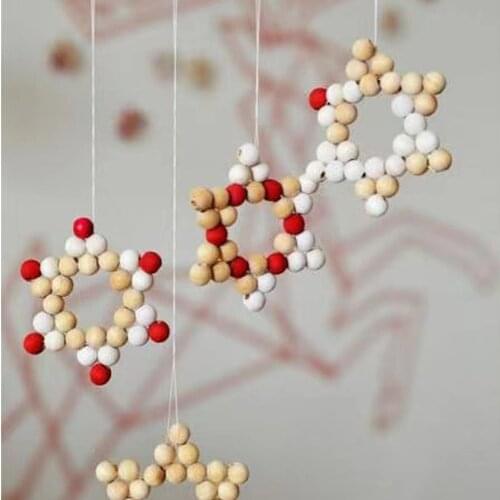 Wood Bead Garland Tassels Kid Farmhouse String Of Wooden Beads Country Home Decor Wall Hanging Beads Vintage Home Ornament