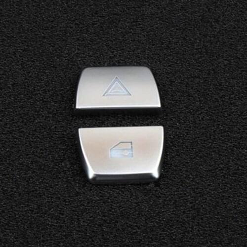 Parts Button Cover Silver Trim 2pcs ABS Accessory Car Decals Warning Lamp