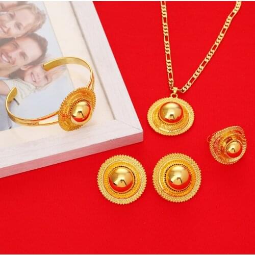 Ethiopian Wedding Jewelry sets Gold Color Ethnic Habesha Traditional Festival Jewellery Africa Womens Jewelry