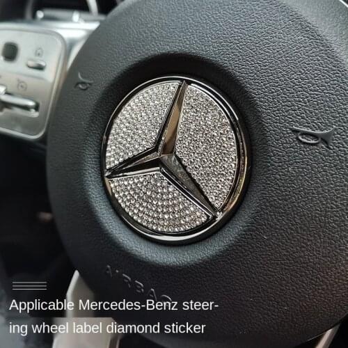 Car Steering Wheel Emblem Rhinestone Logo Sticker With Diamond Decoration For Mercede Benz A/B/C/E/GLA/CLA/GLC/GLK/GLE series