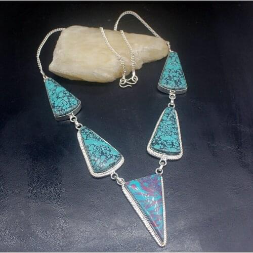 Gemstonefactory Jewelry Big Promotion 925 Silver Natural Unique Mosaic Jasper Gifts Women Chain Necklace 52cm 202101411