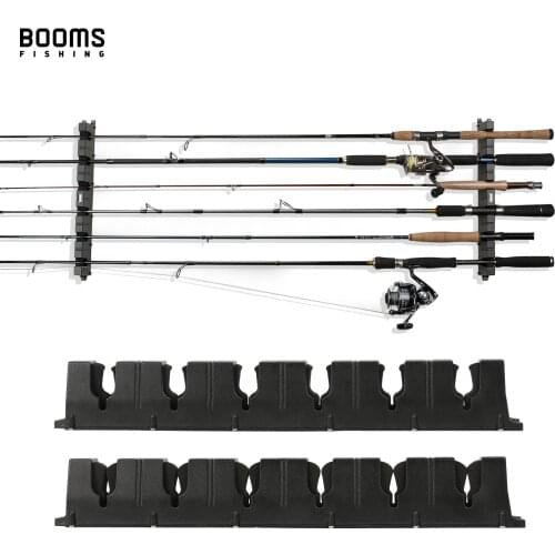 Booms Fishing WV1 Horizontal 6-Rod Rack Fishing Rod Holder Pole Holders Wall Mount Modular for Garage Fishing Rods Storage Tools