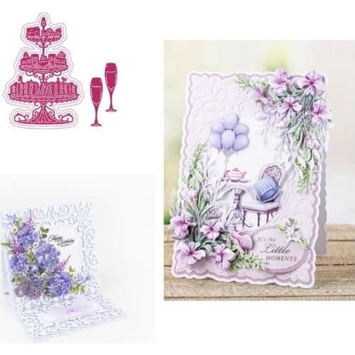 Hot Champagne Metal Cutting Dies Scrapbook Diary Decoration Stencil Embossing Template DIY Greeting Card Handmade New 2021