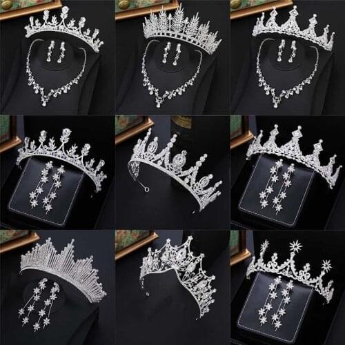 Crystal Crown Luxury Gold Color Alloy Tiara Colorful Crystal Headband Bride Wedding Hair Accessory