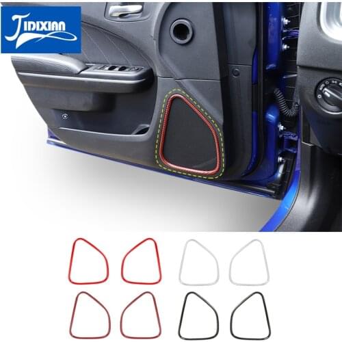 MOPAI Interior Mouldings Car Door Stereo Speaker Audio Sound Decoration Cover Stickers for Dodge Charger 2011+ Accessories