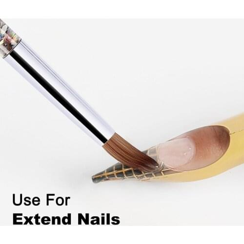 Nail Art Brush Acrylic UV Gel Glitter Painting Brushes Crystal Handle Nylon Hair Carving Flower Pens For Nail Art UD88