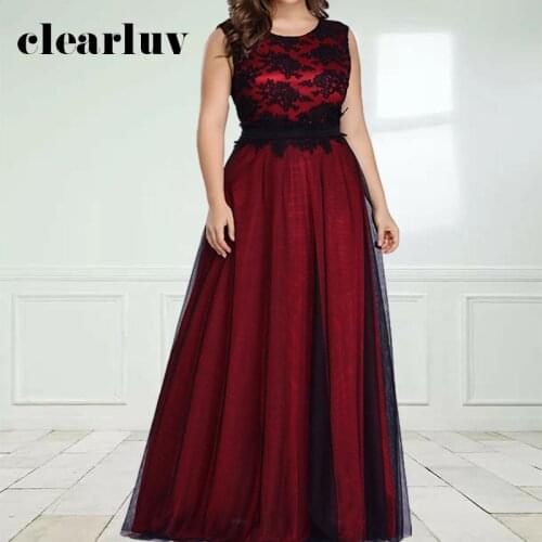 Lace Embroidery Evening Dress DR1582 Sleeveless Tank Women Party Gowns Burgundy A-Line Robe De Soiree Zipper Formal Dresses