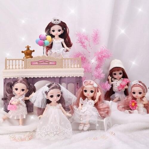 6PCS 13 Jointed Dolls With Clothes Toys Best Gifts For Children DIY Girls Toys Mini 16cm BJD Baby Girl Boy Dress Up Fashion Doll