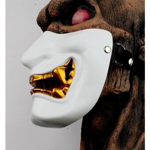 Ancient Japanese Monster Hannya Cosplay Mask Half Face Samurai Mask Halloween Masquerade Halloween Party Resin Masks Props