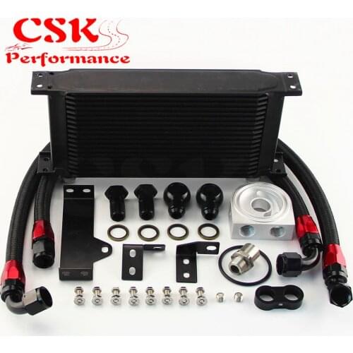 19 Row Engine Oil Cooler Kit Fits For Subaru Impreza WRX STi 06-07 EJ20 EJ25 Black/Silver