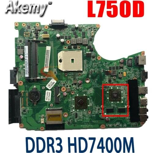 AKemy Laptop Motherboard For Toshiba Satellite L750D L755D Main Board Socket FS1 DDR3 HD7400M A000081310 DA0BLFMB6E0