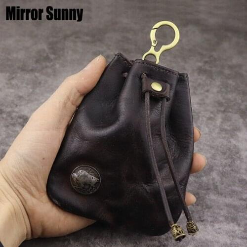 New Creative Japanese Style Coin Purse Ladies Retro Handmade Brushed Color Small Wallet First Layer Cowhide Leather Changes Bag