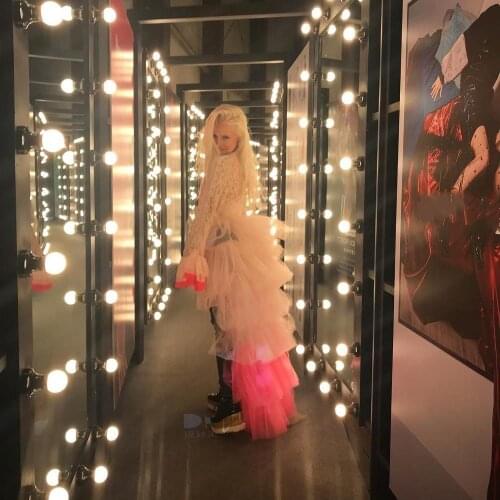 Trendy Mix Color Long Overskirt 2020 Wrap Tulle Skirts Women Ruffles Tiered Detachable Train Tutu Maxi Skirt