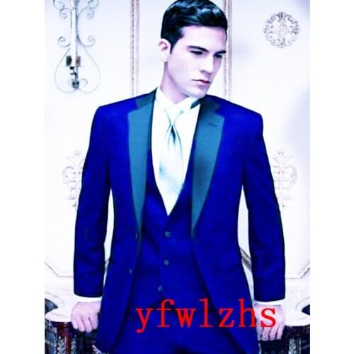 Handsome Two Buttons Groomsmen Notch Lapel Groom Tuxedos Men Suits Wedding/Prom Best Blazer ( Jacket+Pants+Vest+Tie) B279