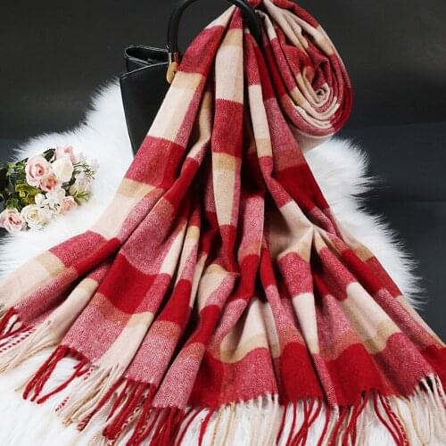 Autumn Winter Wool Scarf Women Dual Purpose Plaid Thickened Cashmere British Plaid Warm Neck Shawl Scarves