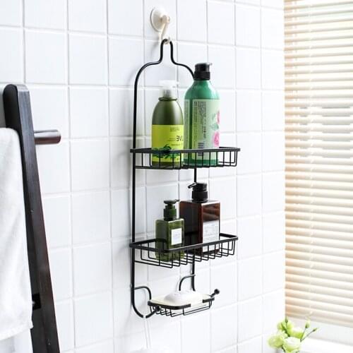 Bathroom Shelf Bathroom Free Punch Wrought Iron Storage Rack Kitchen Wall-mounted Storage Basket