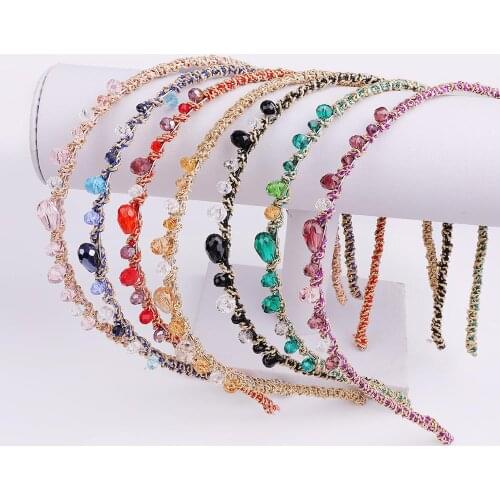 Rainbow Crystal Hair Bands Aurstria Rhinestone Headband Bridal Crystal Broad Brimmed Hair Accessory 14 Colors Gift Mother