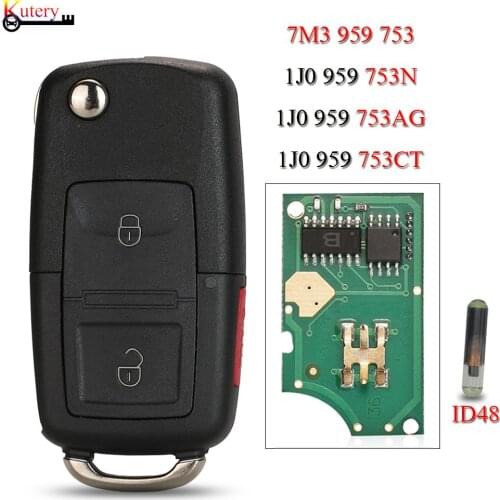 Kutery Remote Smart Car Key For Volkswagen VW Passat Golf MK4 Bora Polo 2Buttons 433MHZ ID48 7M3959753 1J0 959 753N/753AG/753CT