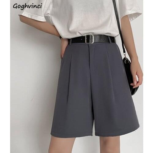 Women Shorts Zipper Fly Half High Waist Trousers Pockets Solid All-match Summer Japanese Style Leisure Ulzzang Chic Bottom Daily