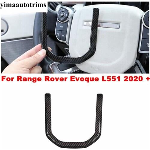 Carbon Fiber / Matte Car Interior Steering Wheel Decoration Strip Frame Cover Trim Sticker For Range Rover Evoque L551 2020 2021
