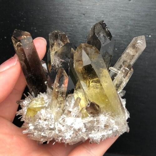 Unique Natural tawny transparent quartz crystal clusters of mineral samples, reiki healing beautiful craft home decoration