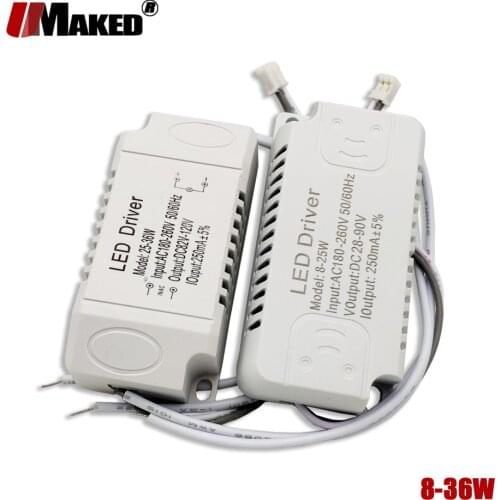 5pcs External LED Driver lighting transformer 8-25W/25-36W Input AC180-265V for LED Ceiling Panel Light Rectangle Plastic Cover