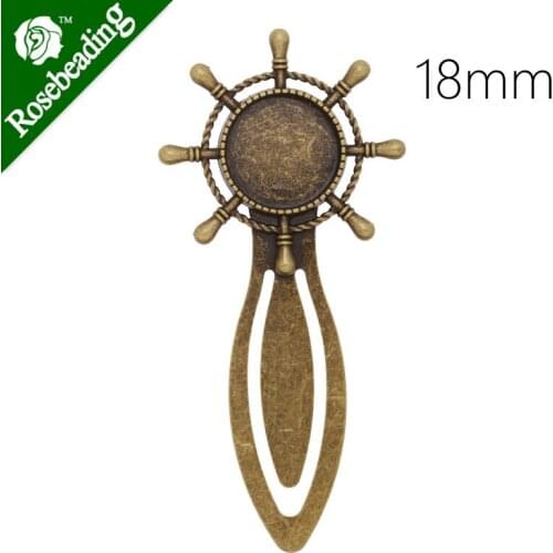 High Quality Vintage Antiqued Bronze wheel Bookmark with 18mm Round Bezel,length:83mm,10pcs/lot-C4238