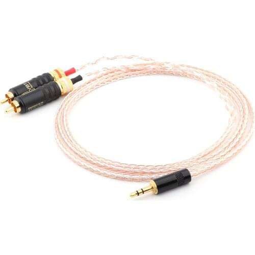 High Quality 2 rca to 3.5MM hifi 1 to 2 audio video cable with OFC pure copper Audio Cable