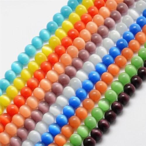 10 Strands 8mm Mixed Color Cat Eye Beads Spacer Beads for Jewelry Making DIY Bracelet Necklace Accessories Findings