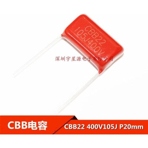 10PCS 400V105 1UF CBB Pitch 20MM 400V105J 105 105J 1000NF CBB Polypropylene Film Capacitor