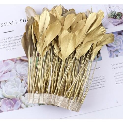 2Meters 15-20CM Tear Goose Feather Trims Silver Golden Goose Plume Fringe For Diy Carnival Party Decoration Craft Accessories